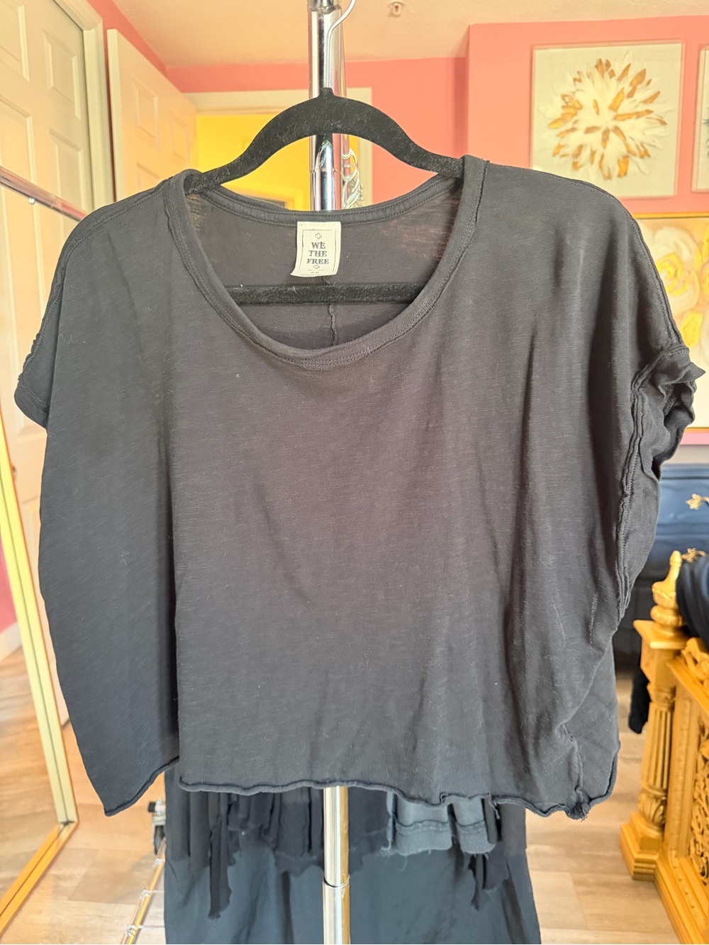We The Free Black Cropped Boxy Tee